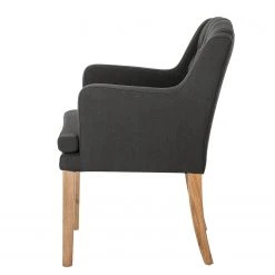 Maison Belfort Chaise à accoudoirs Austin - Tissu Kyra: Gris foncé -Meubles de salle à manger Soldes Magasin armlehnstuhl austin webstoff eiche massiv dunkelgrau 4191736