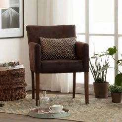 Maison Belfort Chaise à accoudoirs Lincoln II - Marron -Meubles de salle à manger Soldes Magasin armlehnstuhl lincoln microfaser braun birke dunkelbraun 1076230