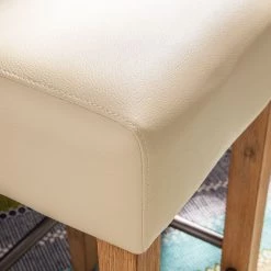 Ars Natura Tabouret de bar Delia - Acacia massif / Imitation cuir - Crème -Meubles de salle à manger Soldes Magasin barhocker delia akazie massiv kunstleder creme akazie massiv 3320573