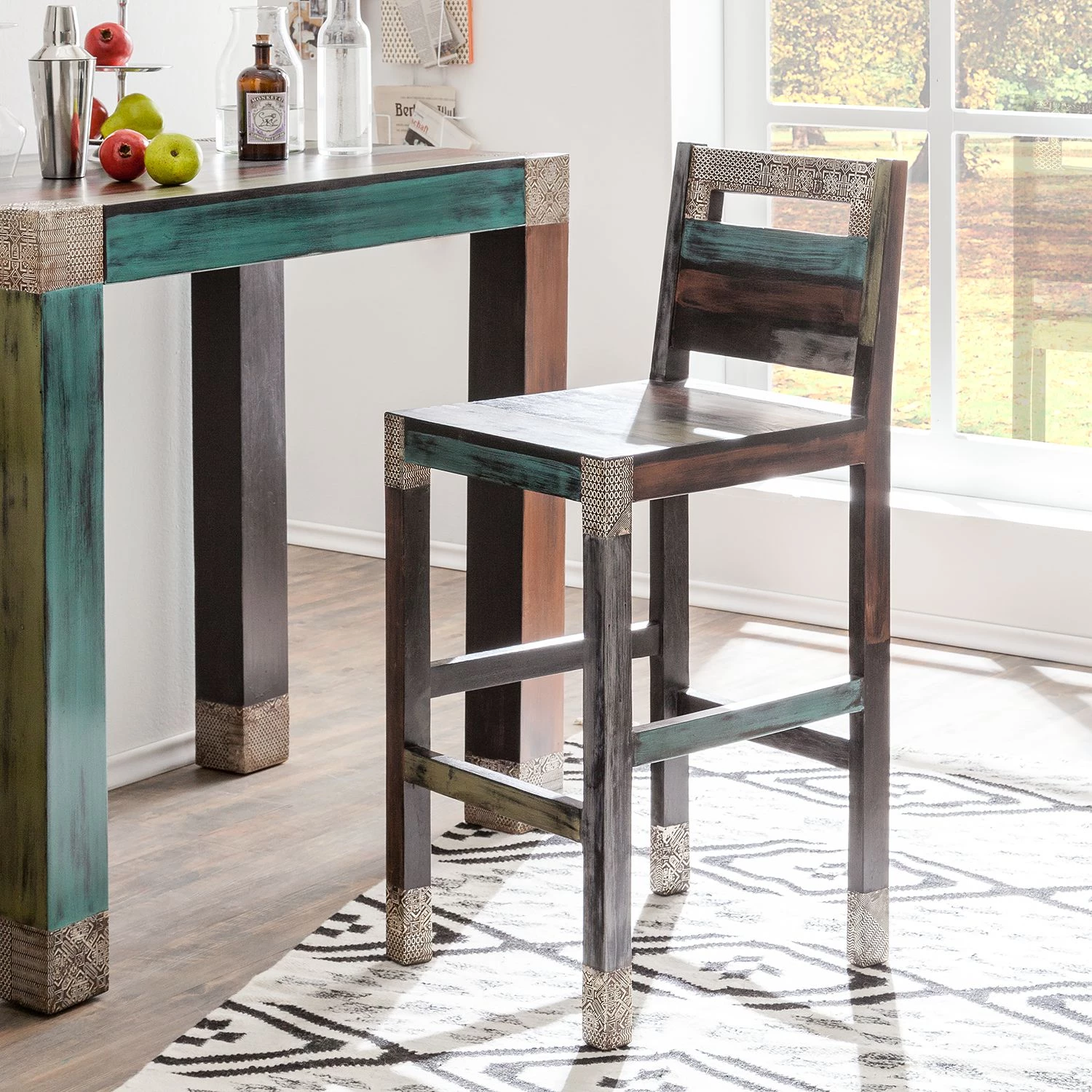 Wolf-Möbel Tabouret de bar Goa - Acacia / Manguier partiellement massif - Multicolore 3 Wolf-Möbel Tabouret de bar Goa - Acacia / Manguier partiellement massif - Multicolore – Image 3