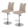 Fredriks Chaises de bar Malte (lot de 2) - Imitation cuir / Métal - Chrome - Cappuccino