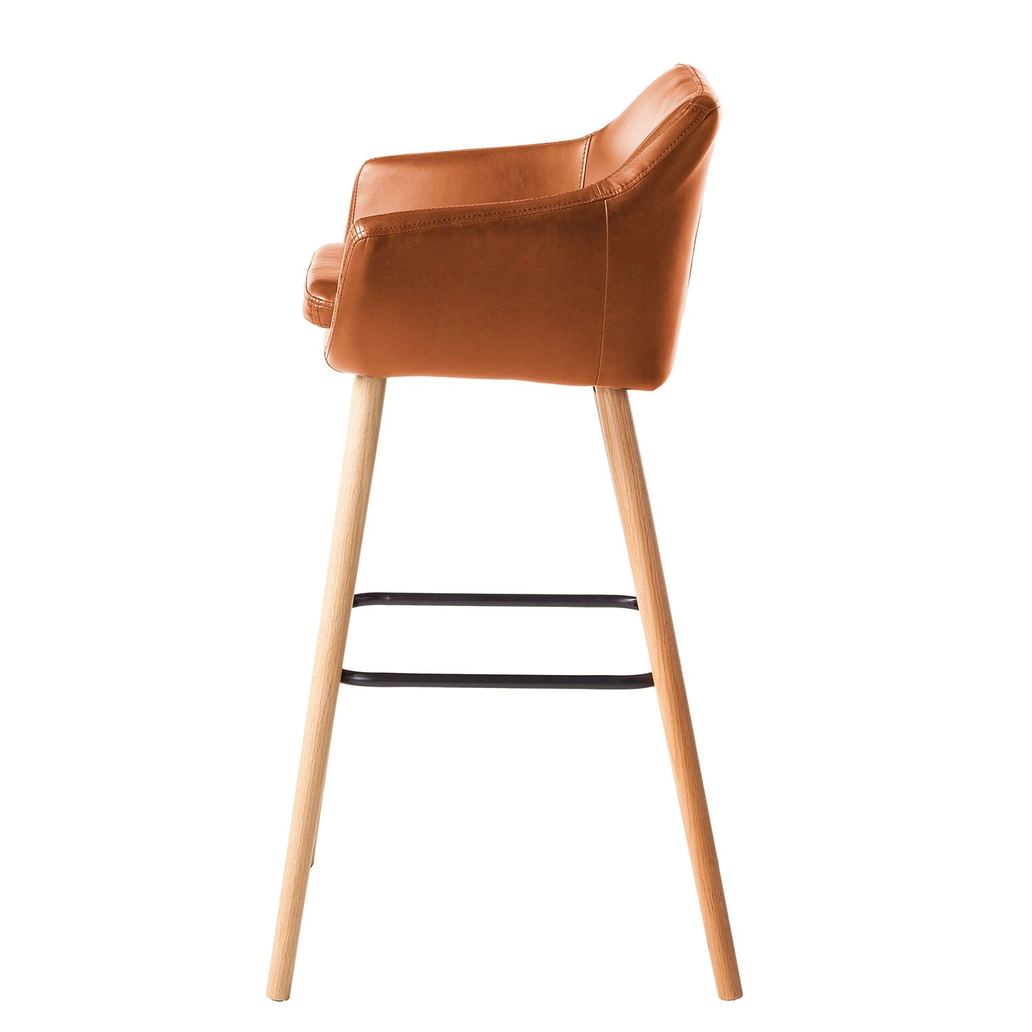 Mørteens Chaises de bar Nicholas I - Imitation cuir / Chêne massif - Marron vintage - Lot de 2 5 Mørteens Chaises de bar Nicholas I - Imitation cuir / Chêne massif - Marron vintage - Lot de 2 – Image 5