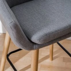 Mørteens Chaises de bar Nicholas II - Granit - Lot de 2 -Meubles de salle à manger Soldes Magasin barstuhl nicholas ii webstoff 2er set eiche massiv granit 4793728