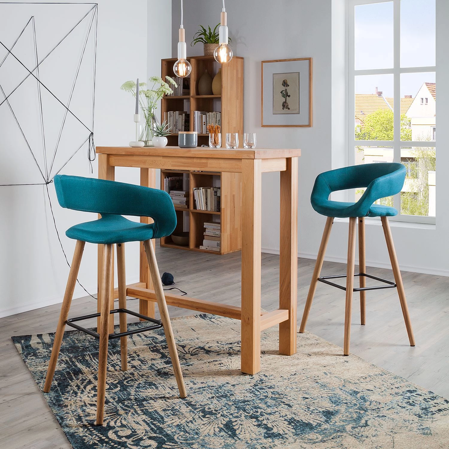 Mørteens Chaises de bar Volda (lot de 2) - Bleu pétrole 2 Mørteens Chaises de bar Volda (lot de 2) - Bleu pétrole – Image 2