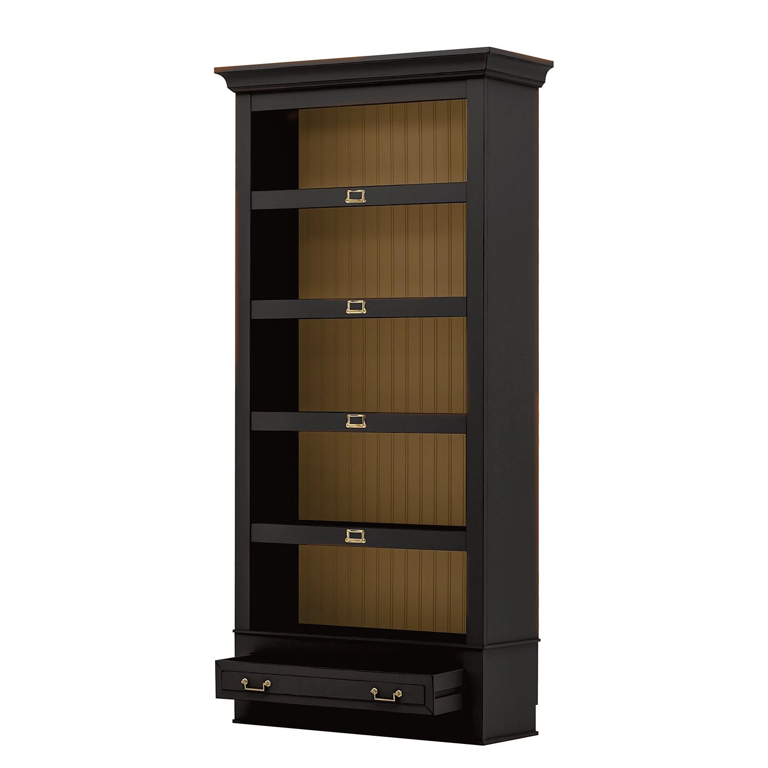 Maison Belfort Bibliothèque Azjana II - Noir / Pin couleur miel 1 Maison Belfort Bibliothèque Azjana II - Noir / Pin couleur miel