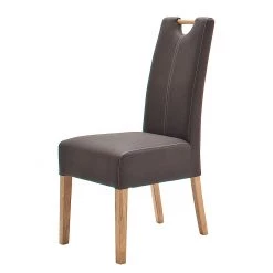 Ars Natura Chaises rembourrées Alessia (lot de 2) - Marron / Chêne -Meubles de salle à manger Soldes Magasin eiche 582822