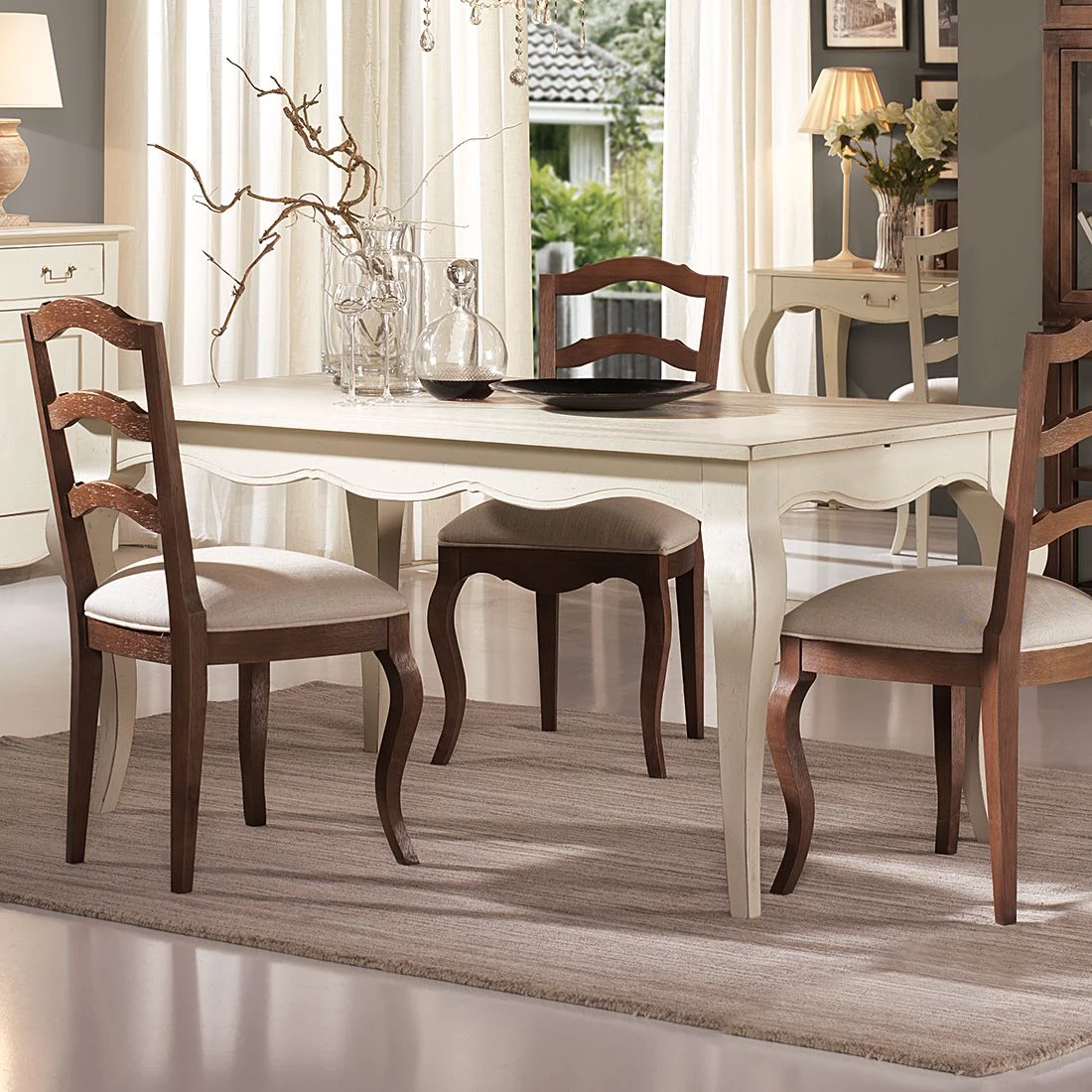 Maison Belfort Table extensible Azjana I - Pin massif - Ivoire 2 Maison Belfort Table extensible Azjana I - Pin massif - Ivoire – Image 2