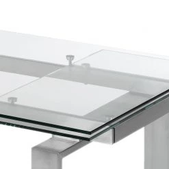 Fredriks Table extensible Jesca - Verre / Acier inoxydable -Meubles de salle à manger Soldes Magasin esstisch jesca mit ausziehfunktion glas edelstahl 1283722