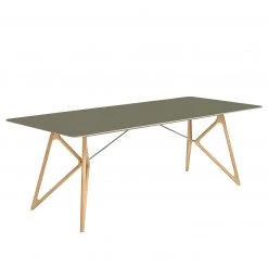 Studio Copenhagen Table Tigg - Vert olive / Chêne - 160 x 90 cm -Meubles de salle à manger Soldes Magasin esstisch tink eiche massiv linoleum olivgruen eiche 160 x 90 cm 4738584