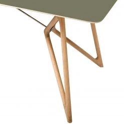 Studio Copenhagen Table Tigg - Vert olive / Chêne - 160 x 90 cm -Meubles de salle à manger Soldes Magasin esstisch tink eiche massiv linoleum olivgruen eiche 160 x 90 cm 4738600