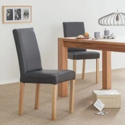 Ars Natura Chaises Flen (lot de 2) - Anthracite - Hêtre clair -Meubles de salle à manger Soldes Magasin esszimmerstuhl flen 2er set anthrazit buche 3330737