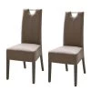 Ars Natura Chaises Lenya (lot de 2) - Cuir synthétique cappuccino / Hêtre marron foncé