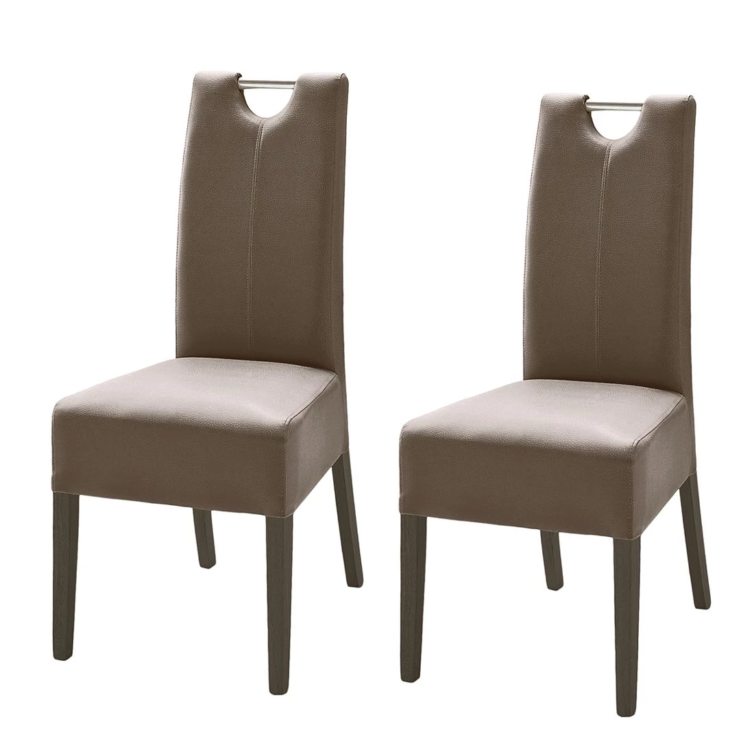 Ars Natura Chaises Lenya (lot de 2) - Cuir synthétique cappuccino / Hêtre marron foncé 1 Ars Natura Chaises Lenya (lot de 2) - Cuir synthétique cappuccino / Hêtre marron foncé