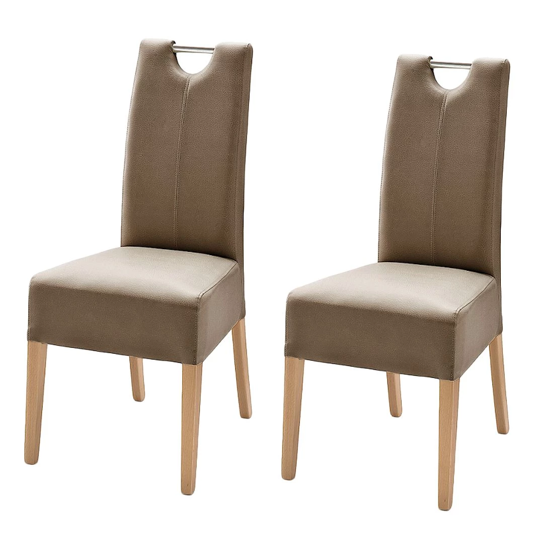 Ars Natura Chaises Lenya (lot de 2) - Imitation cuir cappuccino / Hêtre naturel 1 Ars Natura Chaises Lenya (lot de 2) - Imitation cuir cappuccino / Hêtre naturel