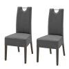 Ars Natura Chaises Lenya (lot de 2) - Cuir synthétique gris / Hêtre marron foncé