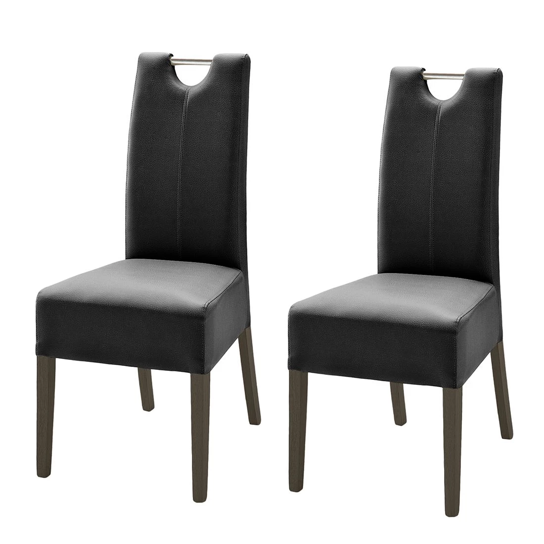Ars Natura Chaises Lenya (lot de 2) - Cuir synthétique noir / Hêtre marron foncé 1 Ars Natura Chaises Lenya (lot de 2) - Cuir synthétique noir / Hêtre marron foncé