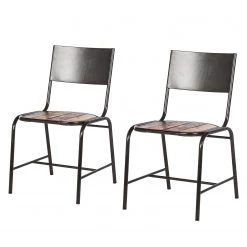 Ars manufacti Chaises Tamati (lot de 2) - Pin massif / acier inoxydable - pin / noir
