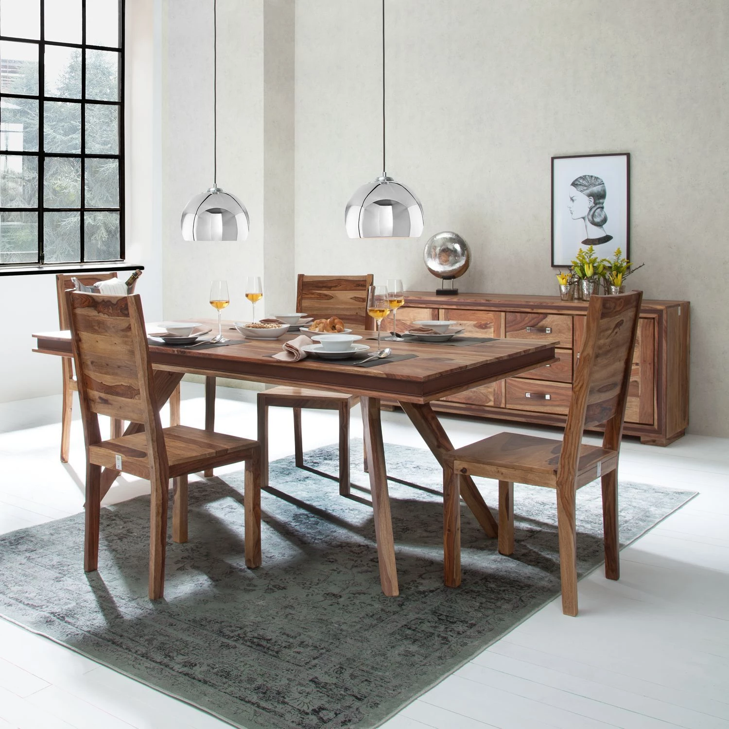 Wolf-Möbel Chaises Yoga (lot de 2) - Sheesham massif - Naturel 2 Wolf-Möbel Chaises Yoga (lot de 2) - Sheesham massif - Naturel – Image 2