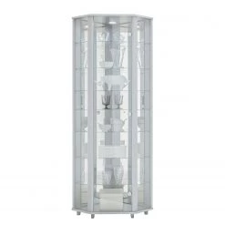 Fredriks Vitrine d'angle Amalia II - Éclairage inclus - Imitation frêne foncé - Blanc -Meubles de salle à manger Soldes Magasin fif vitrinen led 18 05 2017 4922000