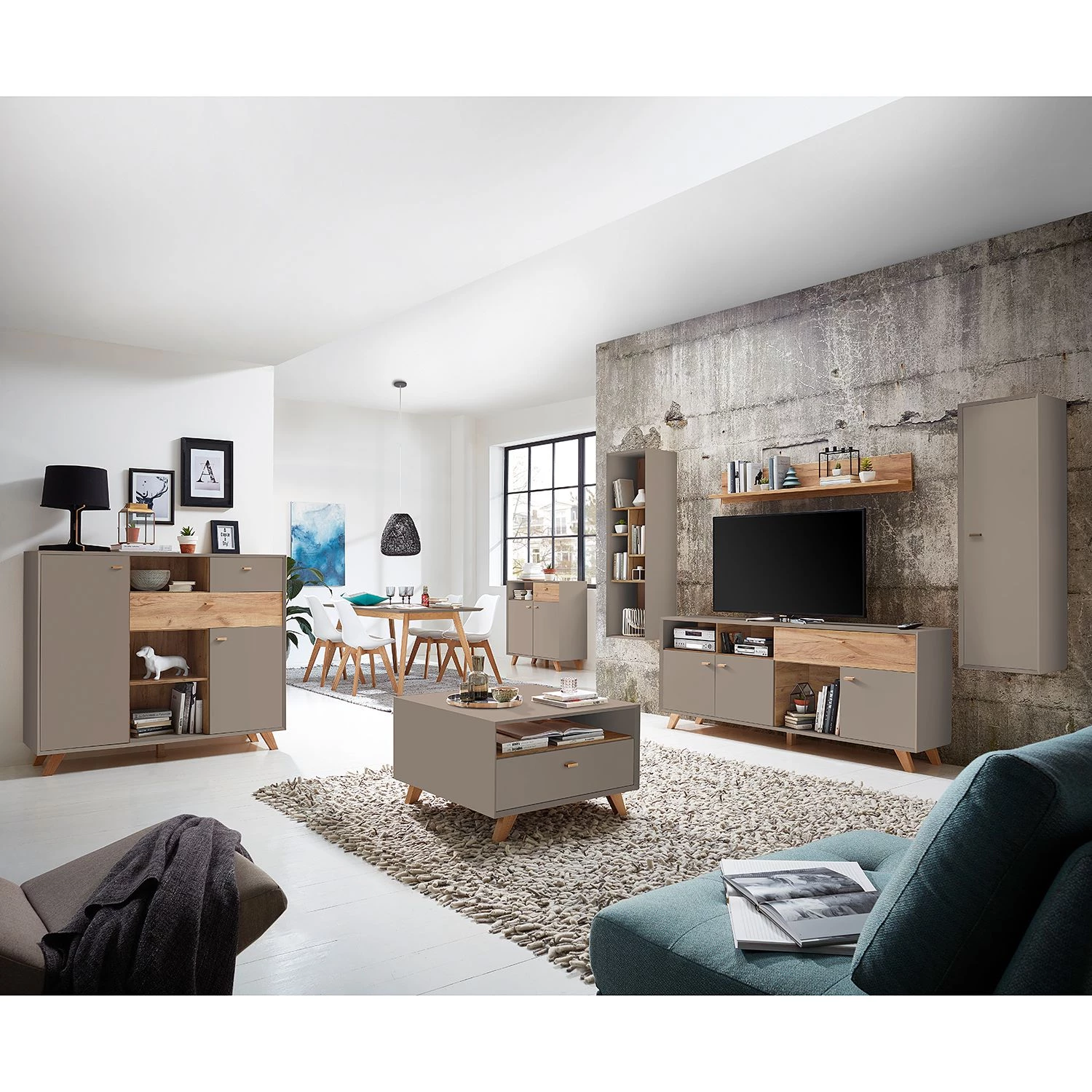 Germania Etagère suspendue Calvi - Gris minéral / Imitation chêne de Navarra 2 Germania Etagère suspendue Calvi - Gris minéral / Imitation chêne de Navarra – Image 2