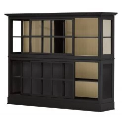 Maison Belfort Buffet haut Azjana - Noir / Pin crème -Meubles de salle à manger Soldes Magasin highboard azjana pinie teilmassiv 3394397