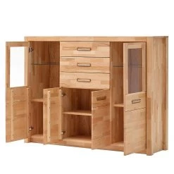 Ars Natura Buffet haut Majona II - Duramen de hêtre -Meubles de salle à manger Soldes Magasin highboard kristina inkl beleuchtung kernbuche massiv 981022