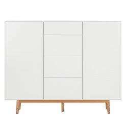 Mørteens Buffet Lindholm IV - chêne partiellement massif - Blanc - Hauteur : 128 cm -Meubles de salle à manger Soldes Magasin highboard lindholm i weiss matt eiche massiv 333073