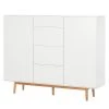 Mørteens Buffet Lindholm IV - chêne partiellement massif - Blanc - Hauteur : 128 cm