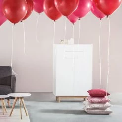 Mørteens Buffet haut Lindholm I - Partiellement en chêne massif - Blanc -Meubles de salle à manger Soldes Magasin highboard lindholm weiss dekor eiche massiv 3664825