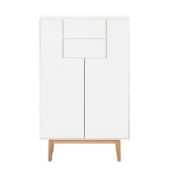Mørteens Buffet haut Lindholm I - Partiellement en chêne massif - Blanc -Meubles de salle à manger Soldes Magasin highboard lindholm weiss matt eiche massiv 333572