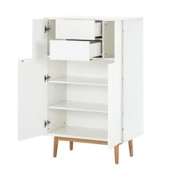 Mørteens Buffet haut Lindholm I - Partiellement en chêne massif - Blanc -Meubles de salle à manger Soldes Magasin highboard lindholm weiss matt eiche massiv 333573