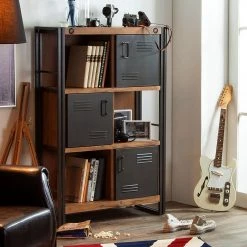 Ars manufacti Commode haute Manchester - Acacia massif / Métal -Meubles de salle à manger Soldes Magasin hochkommode manchester akazie massiv metall 4873520