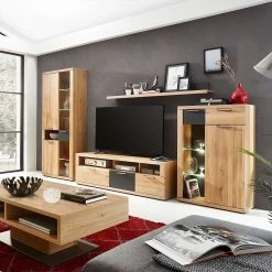 Naturoo Armoire vitrine Macoun - avec éclairage - Partiellement en chêne sauvage massif -Meubles de salle à manger Soldes Magasin innostyle wohnen 10 01 17 4491232