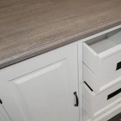 Maison Belfort Commode Nasinu IV - Partiellement en paulownia massif - Blanc / Gris ancien -Meubles de salle à manger Soldes Magasin kommode braun weiss 4727824