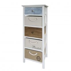 Maison Belfort Étagère Gilberton - Hauteur : 91 cm -Meubles de salle à manger Soldes Magasin kommode gilberton paulownia massiv weiss braun 91 cm 4345288