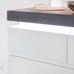 Fredriks Commode Namona II - Éclairage inclus - Imitation béton / Blanc -Meubles de salle à manger Soldes Magasin kommode namona ii inkl beleuchtung weiss anthrazit weiss anthrazit 4040372