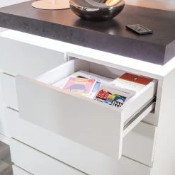 Fredriks Commode Namona II - Éclairage inclus - Imitation béton / Blanc -Meubles de salle à manger Soldes Magasin kommode namona ii inkl beleuchtung weiss anthrazit weiss anthrazit 4040376