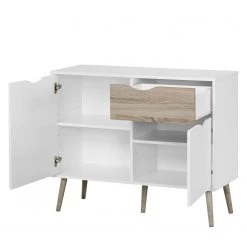Mørteens Commode Sunndal I - Blanc / Chêne clair -Meubles de salle à manger Soldes Magasin kommode sunndal gummibaum teilmassiv weiss eiche dekor 4753532