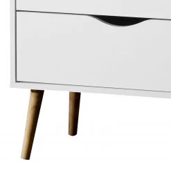 Mørteens Commode Sunndal II - Blanc / Chêne clair -Meubles de salle à manger Soldes Magasin kommode sunndal ii gummibaum teilmassiv weiss eiche dekor 4753768