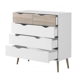 Mørteens Commode Sunndal II - Blanc / Chêne clair -Meubles de salle à manger Soldes Magasin kommode sunndal ii gummibaum teilmassiv weiss eiche dekor 4753780