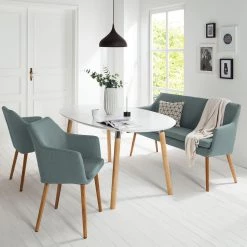 Mørteens Banquette Nicholas II - Gris menthe -Meubles de salle à manger Soldes Magasin kuechensofa nicholas ii webstoff eiche massiv mintgrau 5062848