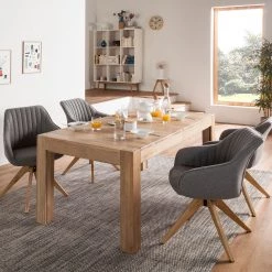 Ars Natura Table KimWOOD II - Avec rallonge - Chêne massif - Chêne blanc huilé -Meubles de salle à manger Soldes Magasin massiver esstisch kimwood ii mit ausziehfunktion eiche weissoel 4269644