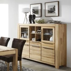 Ars Natura Buffet haut Pia II - Duramen de hêtre massif huilé -Meubles de salle à manger Soldes Magasin pia highboard kernbuche massiv geoelt 1309637