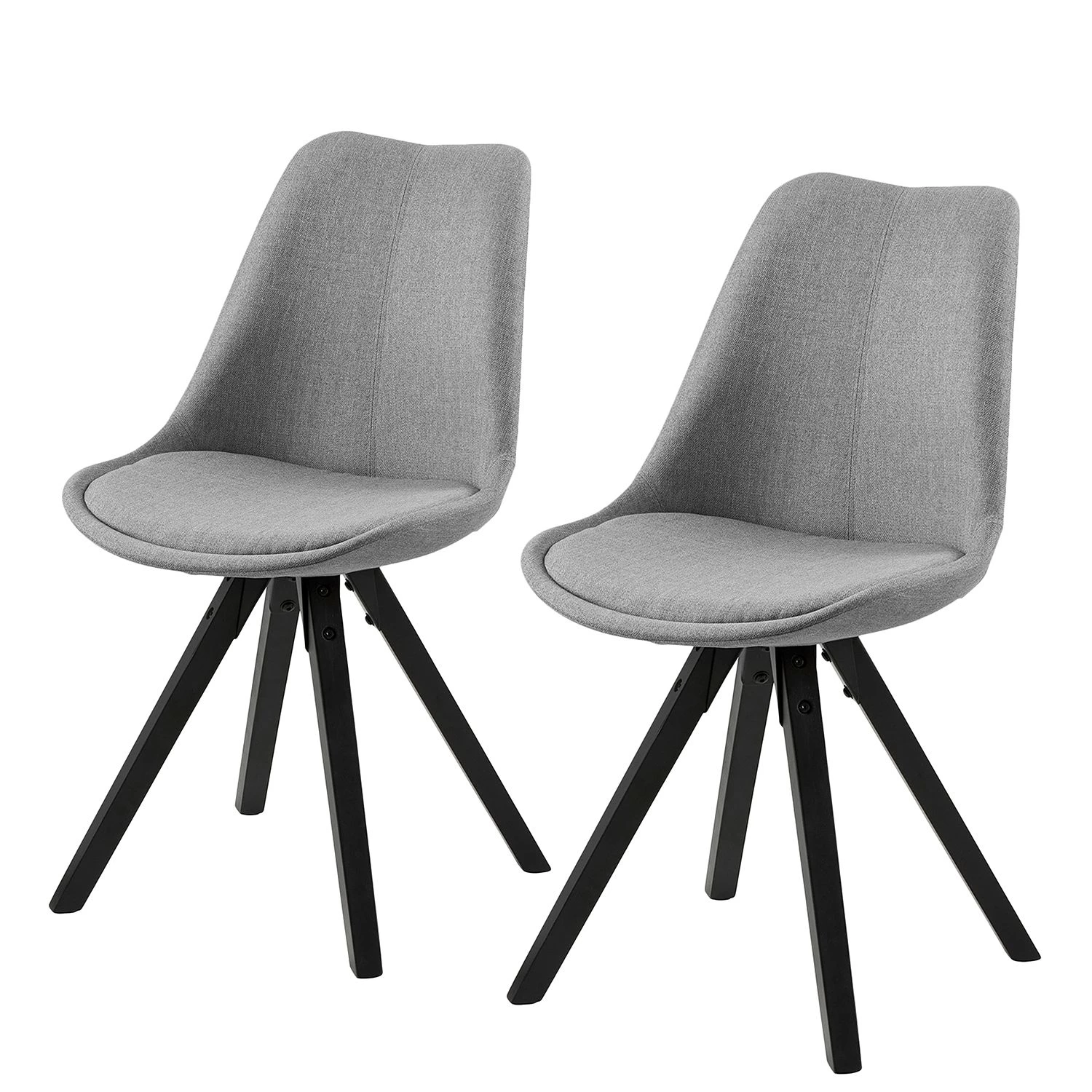 Mørteens Chaises capitonnées Aledas V - Tissu / Hévéa massif - Gris clair / Noir - Lot de 2 1 Mørteens Chaises capitonnées Aledas V - Tissu / Hévéa massif - Gris clair / Noir - Lot de 2