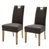 Ars Natura Chaises rembourrées Alessia (lot de 2) - Marron / Chêne