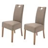Roomscape Lot de 2 chaises capitonnées Alessia II - Taupe / Chêne