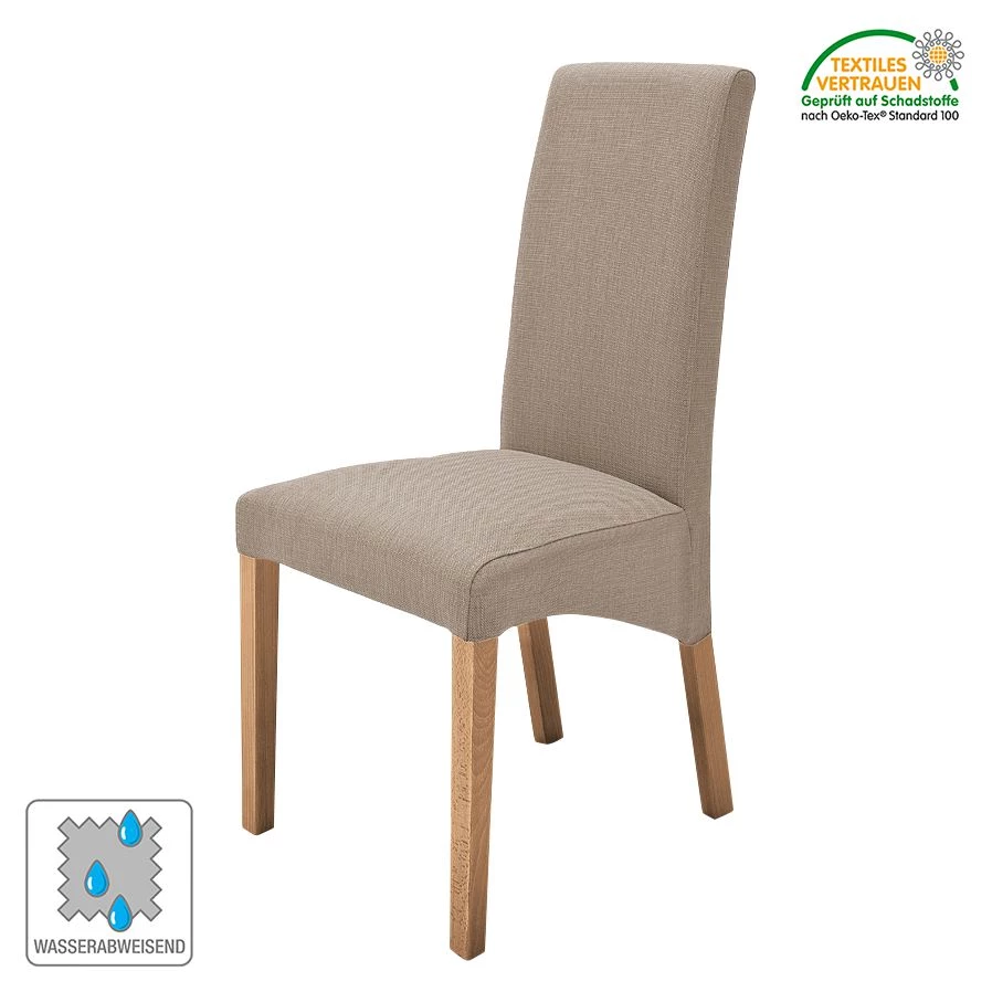 Ars Natura Chaises capitonnée Foxa (lot de 2) - Tissu / Hêtre massif - Hêtre - Taupe / Chêne 3 Ars Natura Chaises capitonnée Foxa (lot de 2) - Tissu / Hêtre massif - Hêtre - Taupe / Chêne – Image 3