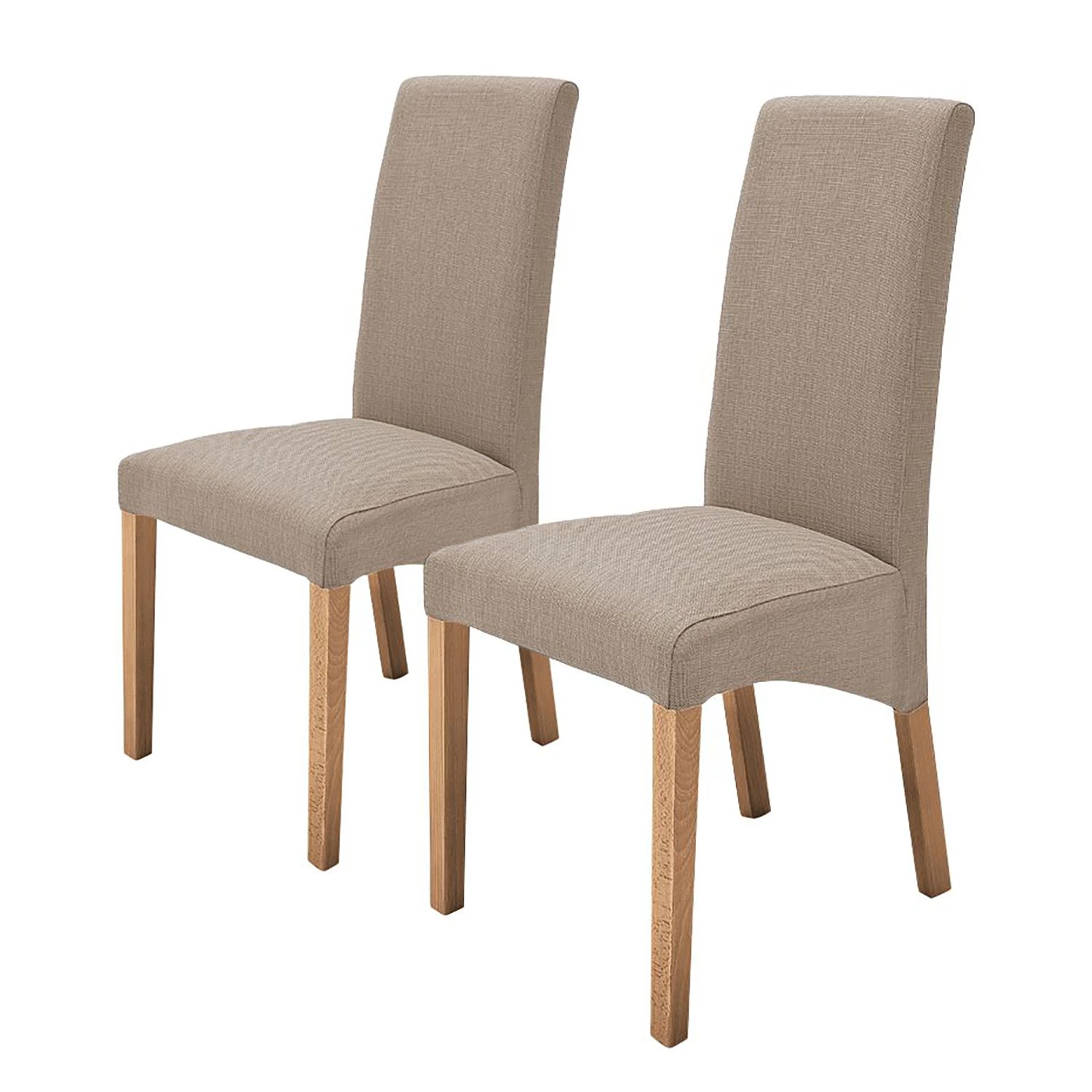 Ars Natura Chaises capitonnée Foxa (lot de 2) - Tissu / Hêtre massif - Hêtre - Taupe / Chêne 1 Ars Natura Chaises capitonnée Foxa (lot de 2) - Tissu / Hêtre massif - Hêtre - Taupe / Chêne