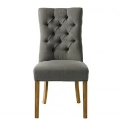 Maison Belfort Chaises Waroona (lot de 2) - Tissu / Chêne massif - Gris / Chêne -Meubles de salle à manger Soldes Magasin polsterstuhl waroona webstoff 2er set eiche massiv grau eiche 4847484