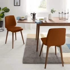 Studio Copenhagen Chaises Wilga V (lot de 2) - Cuir véritable -Meubles de salle à manger Soldes Magasin polsterstuhl wilga 2er set echtleder walnuss cognac 5210960